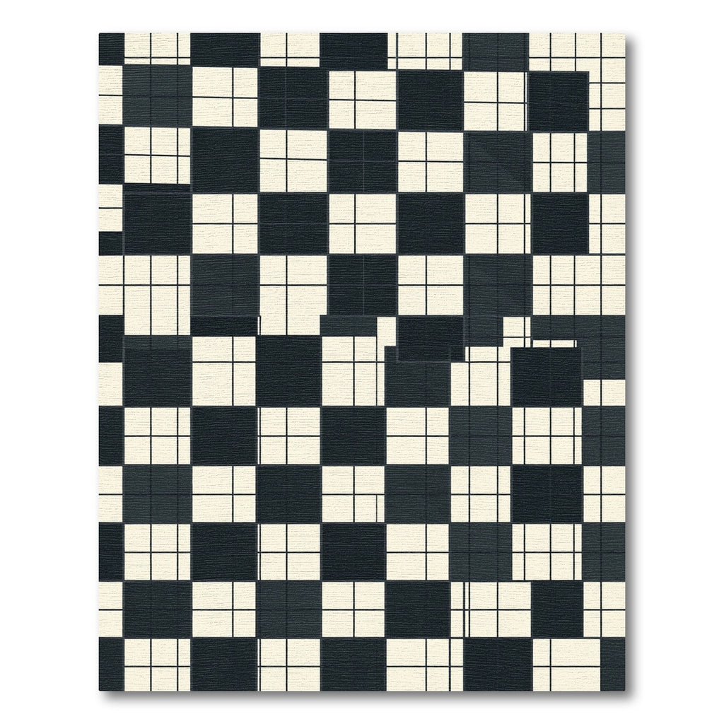 Black Beige Square Grid Harmony Rug