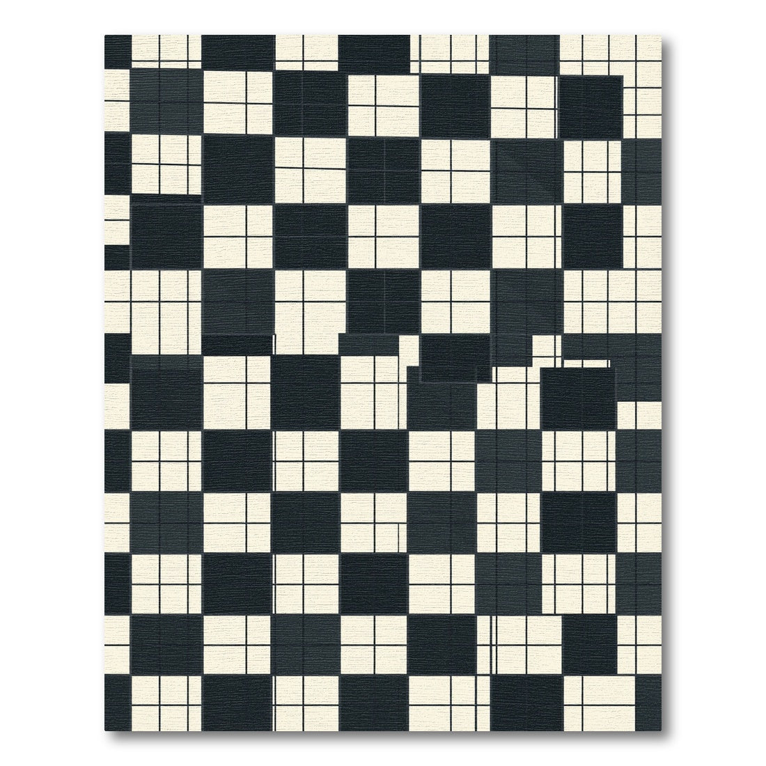 Black Beige Square Grid Harmony Rug