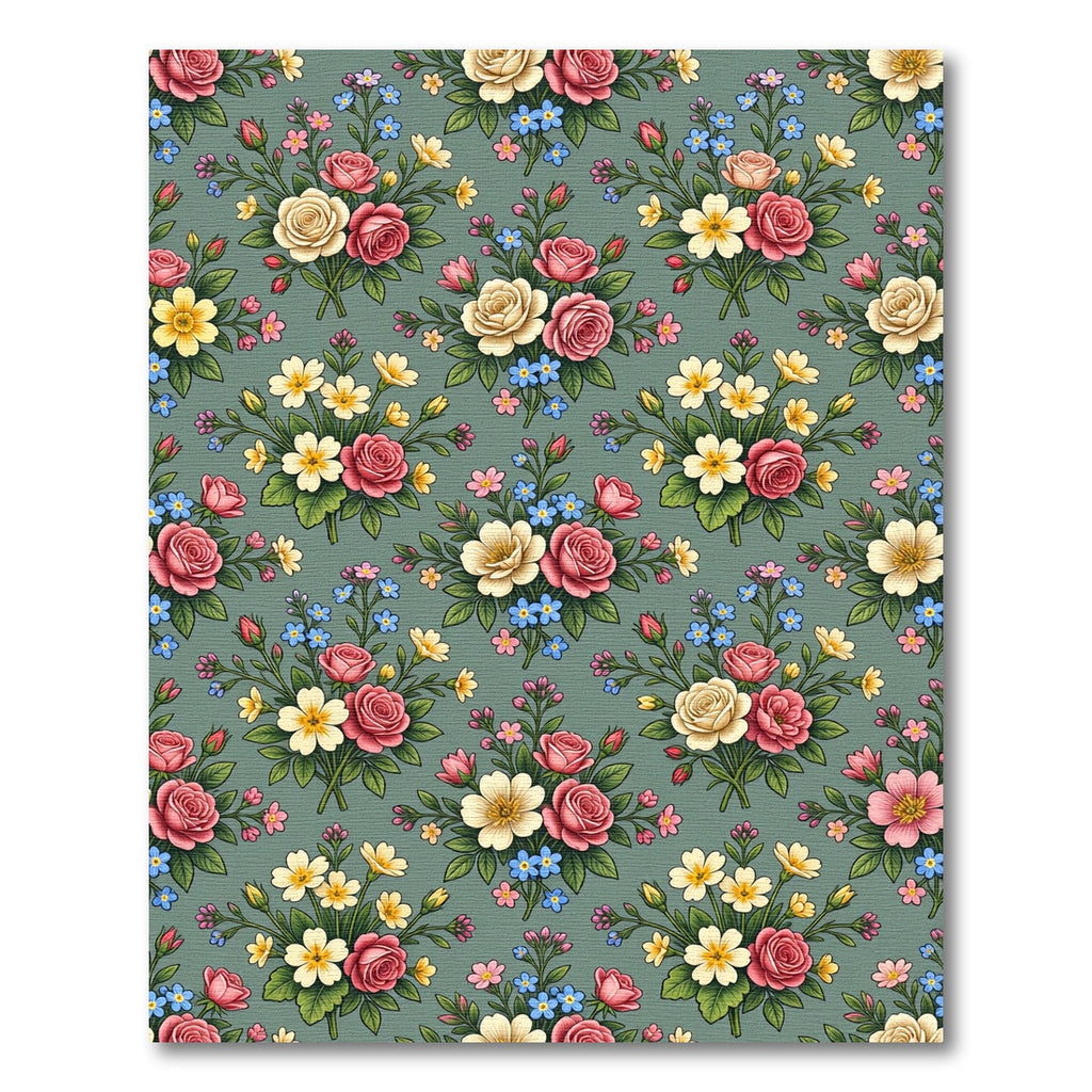 Romantic Pink Yellow Wildflower Bouquet Rug