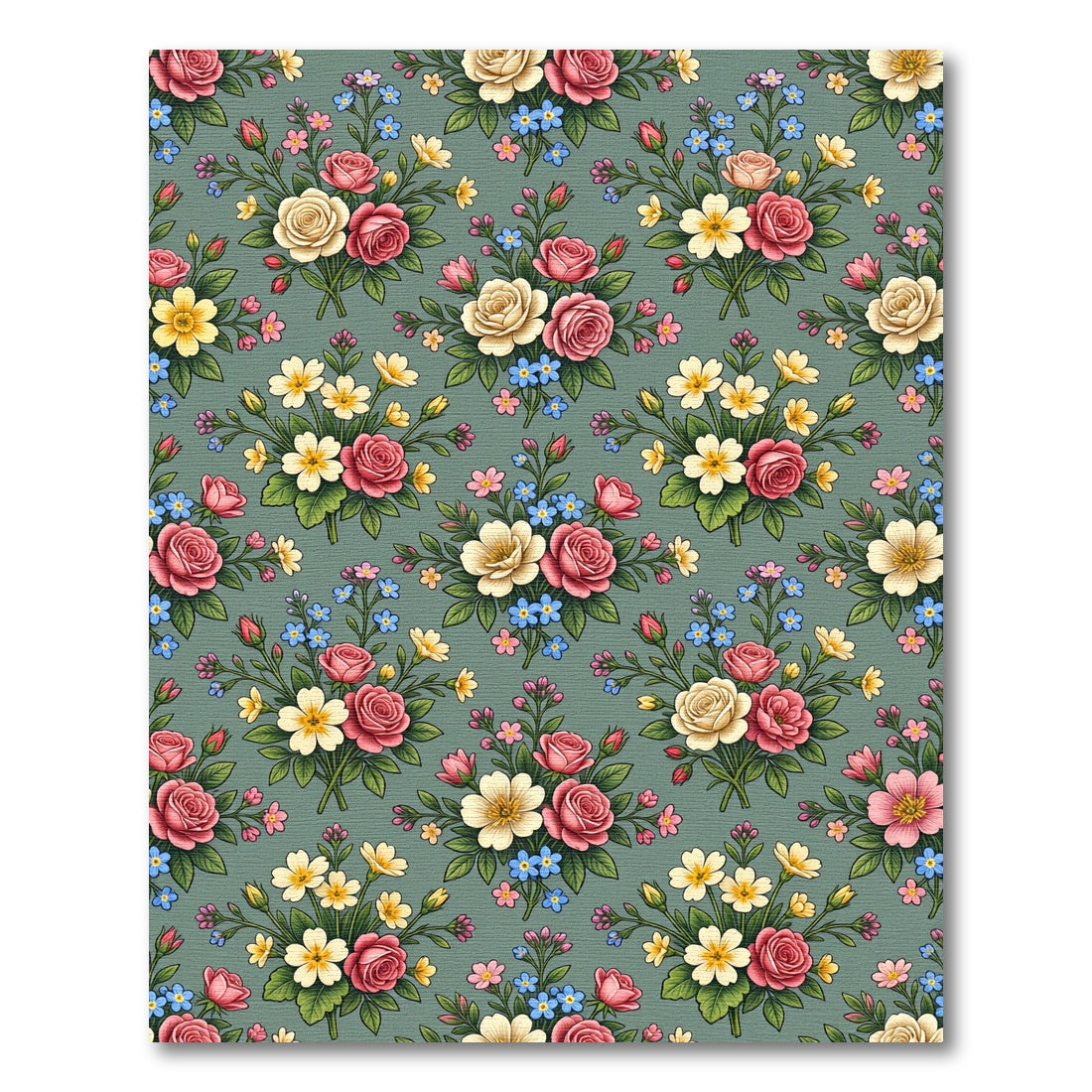 Romantic Pink Yellow Wildflower Bouquet Rug