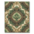 Green Leaf Scrollwork Medallion Rug