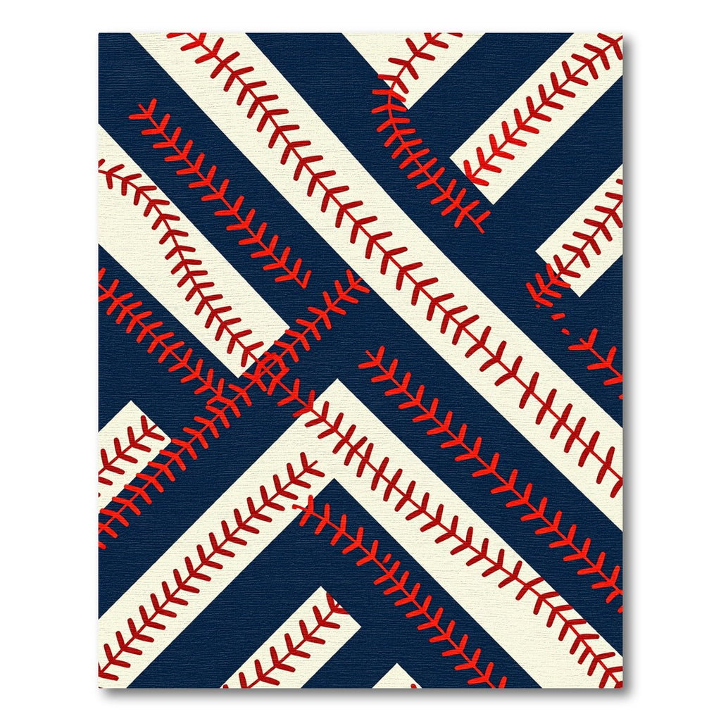 Navy and Cream Baseball Stitch Geometric Rug