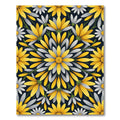 Golden Daisy Floral Mandala Over Navy Rug