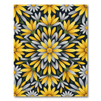 Golden Daisy Floral Mandala Over Navy Rug