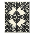 Elegant Black Scrollwork Damask Medallion Rug