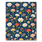 Navy Blue Floral Garden Meadow Rug