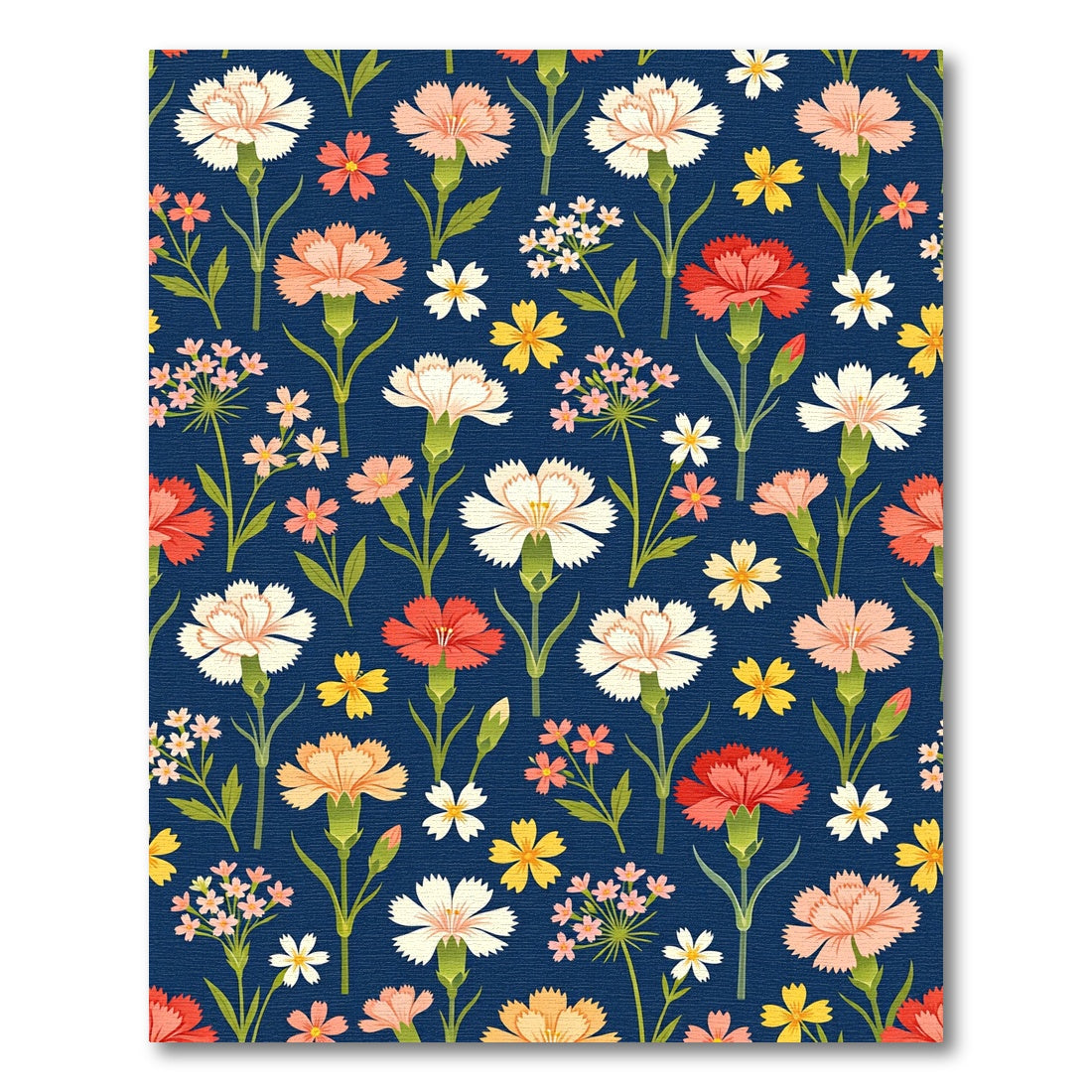 Navy Blue Floral Garden Meadow Rug