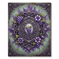 Ornate Purple Grapes Floral Frame Rug