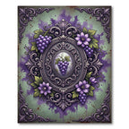 Ornate Purple Grapes Floral Frame Rug