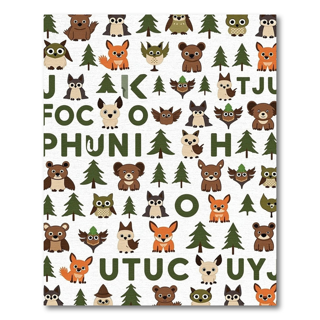 Woodland Animals Forest Tree Characters Rug