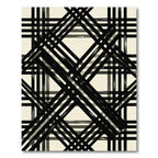 Modern Black and Cream Geometric Plaid Rug