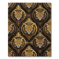 Golden Jaguar Portrait Art Deco Medallion Rug