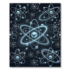 Futuristic Atomic Orbit Blue Glow Rug