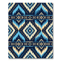 Indigo Blue Geometric Ikat Diamond Rug