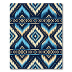 Indigo Blue Geometric Ikat Diamond Rug