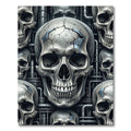 Cybernetic Metallic Skull Industrial Wall Art Rug