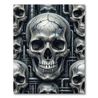Cybernetic Metallic Skull Industrial Wall Art Rug