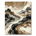 Abstract Ink Wash Mountain Landscape Rug