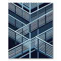 Modern Isometric Blue Architectural Lattice Rug