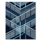 Modern Isometric Blue Architectural Lattice Rug