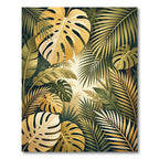 Lush Golden Tropical Foliage Rug