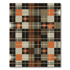 Modern Burnt Orange Brown Plaid Rug