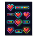 Neon Pixel Heart Retro Gaming Art Rug