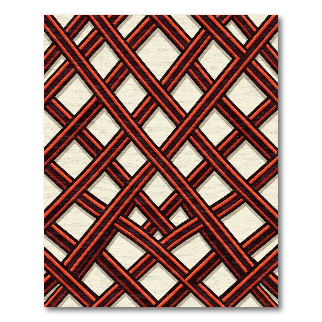Crimson Orange Lattice Weave Rug