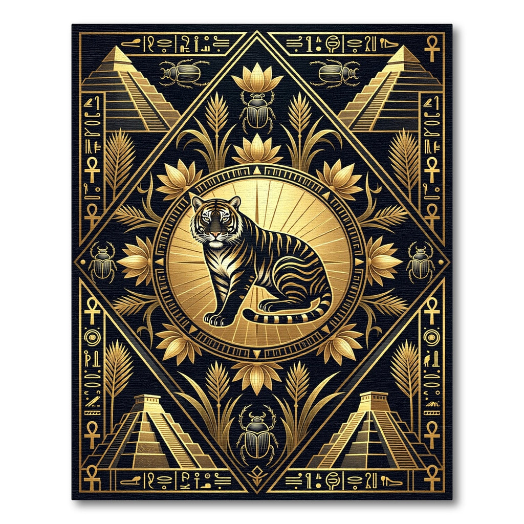 Golden Tiger Egyptian Pyramid Scarab Rug