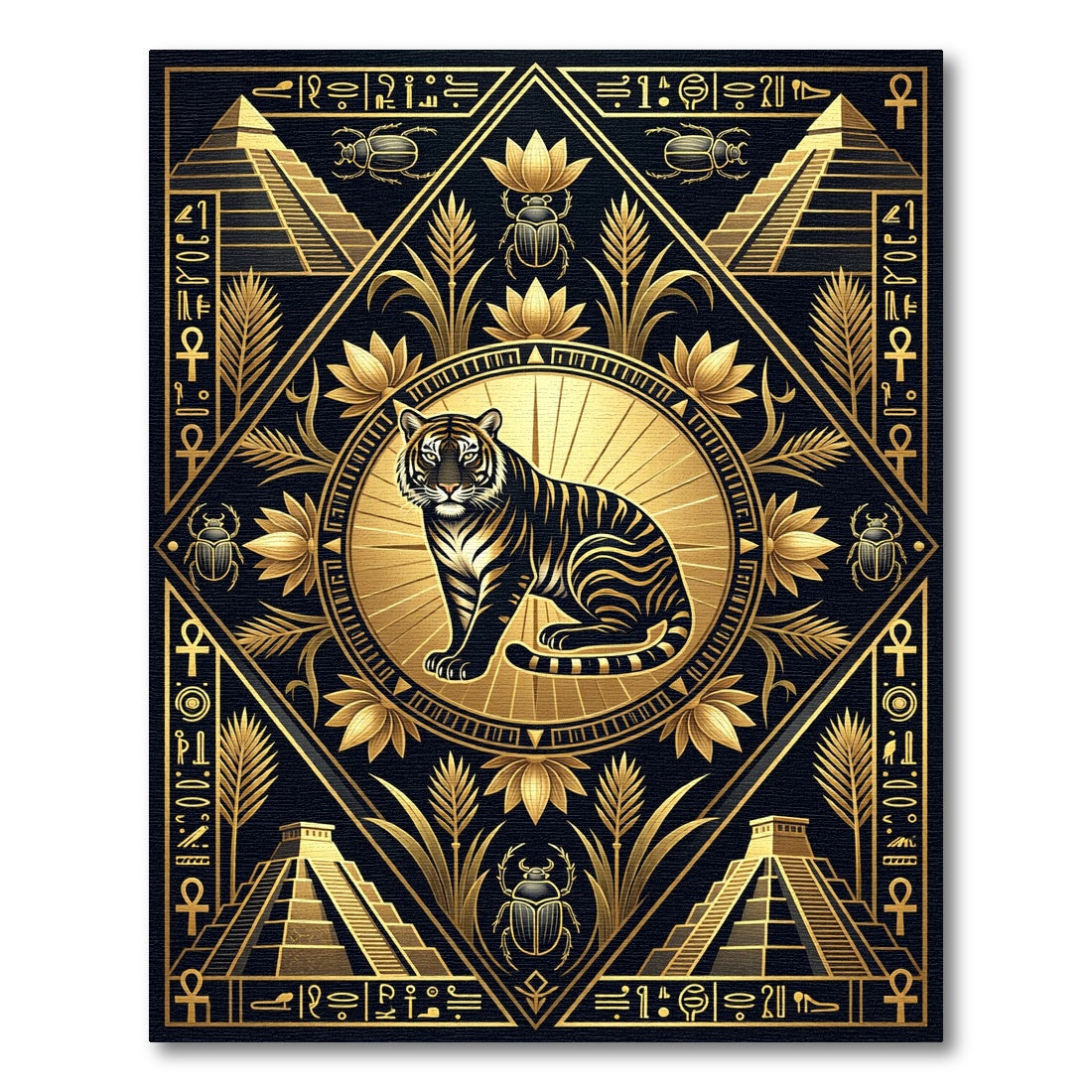 Golden Tiger Egyptian Pyramid Scarab Rug