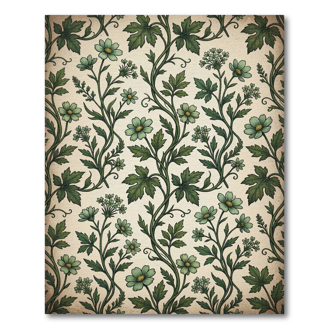 Vintage Sage Floral Botanical Vines Rug