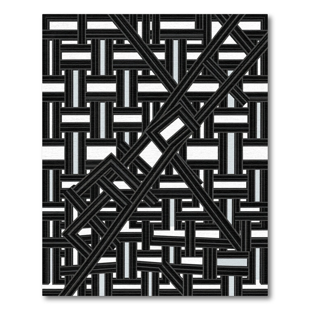Black and White Interwoven Geometric Rug