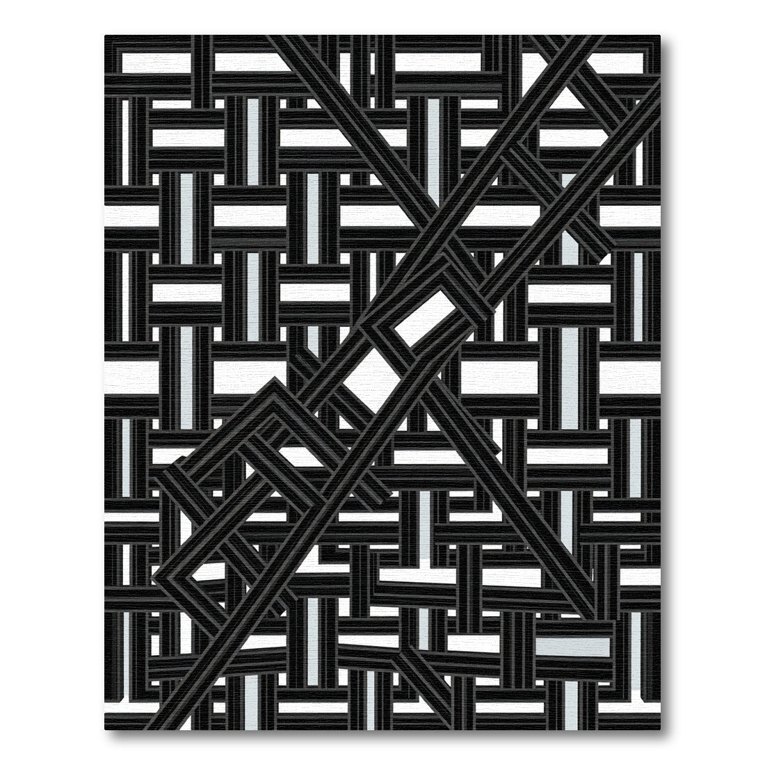 Black and White Interwoven Geometric Rug