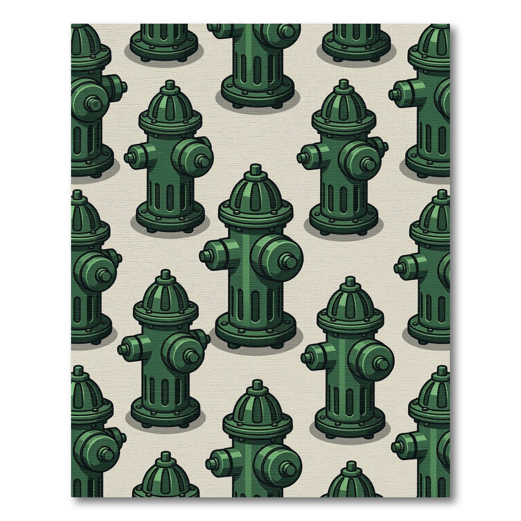 Green Isometric Fire Hydrant Minimalist Rug