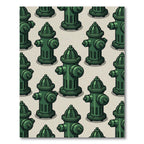 Green Isometric Fire Hydrant Minimalist Rug