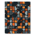 Abstract Orange Gray Black Blocks Rug
