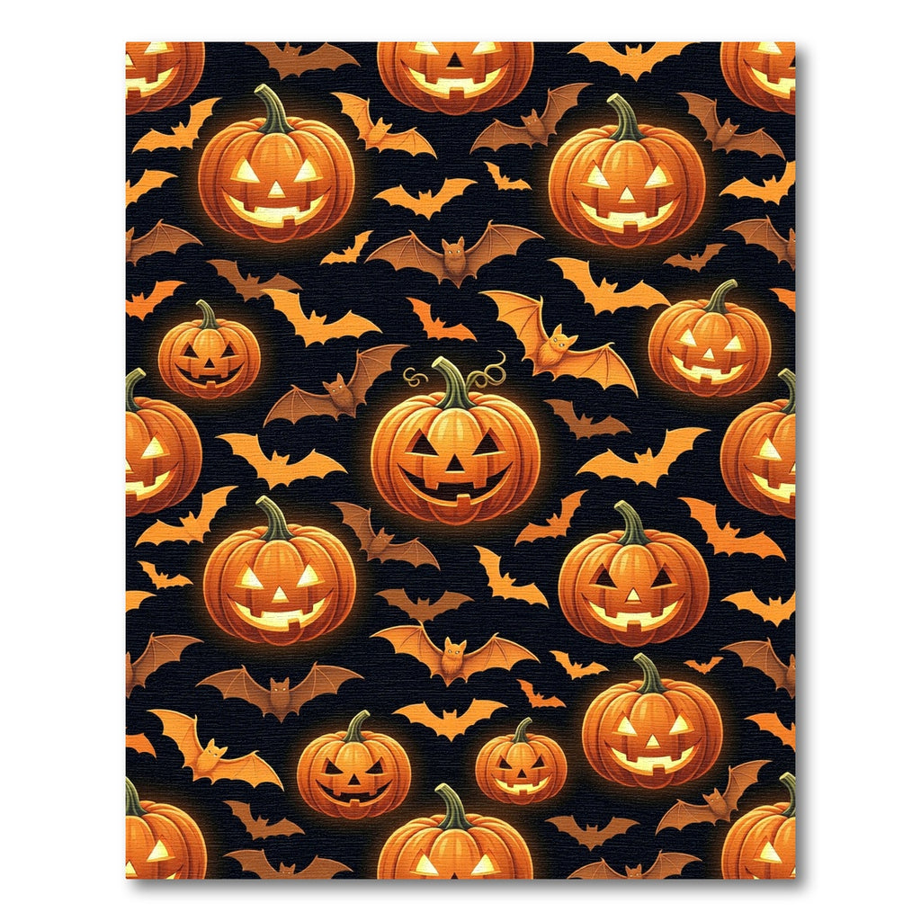 Glowing Orange Jack O Lantern Bat Rug