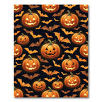 Glowing Orange Jack O Lantern Bat Rug