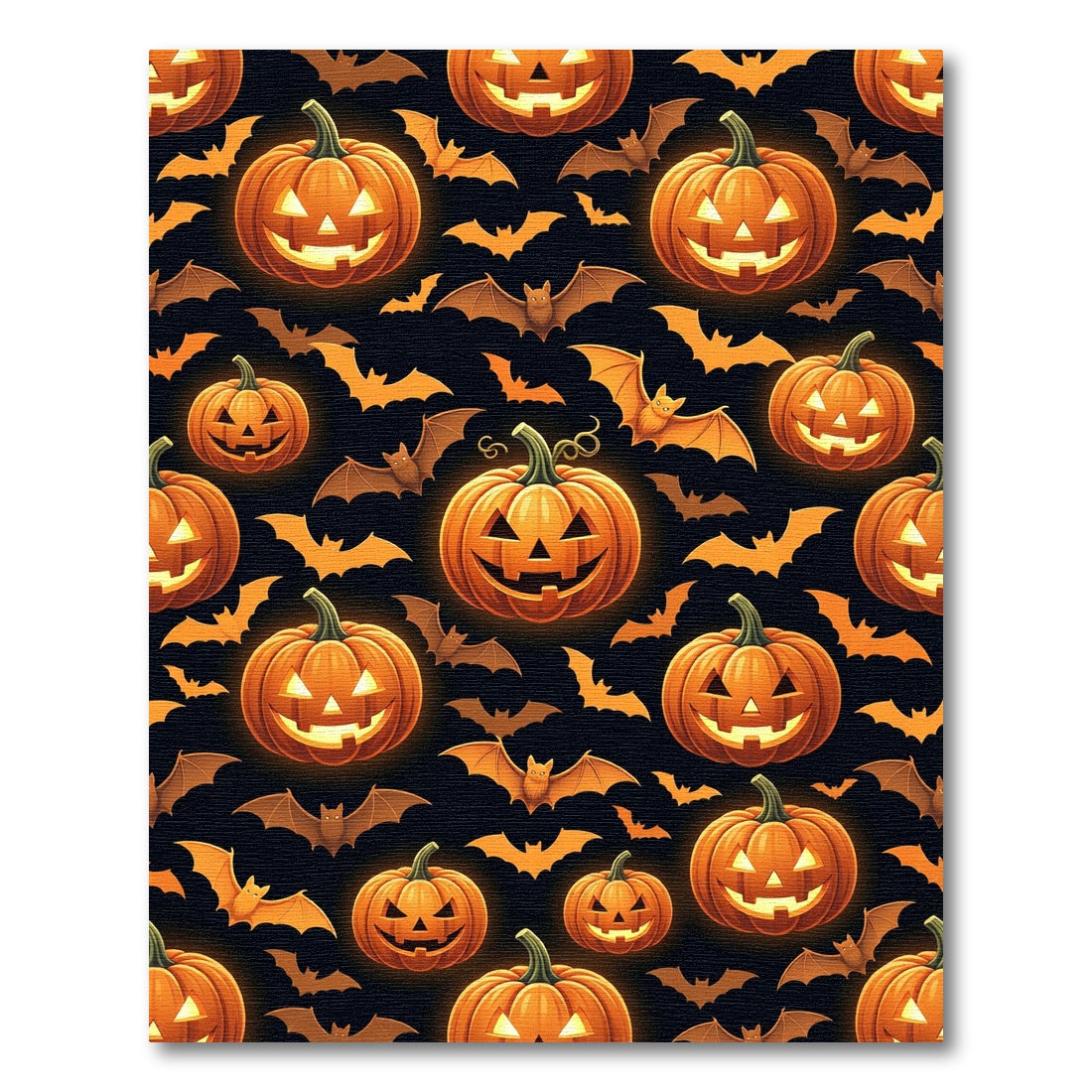 Glowing Orange Jack O Lantern Bat Rug