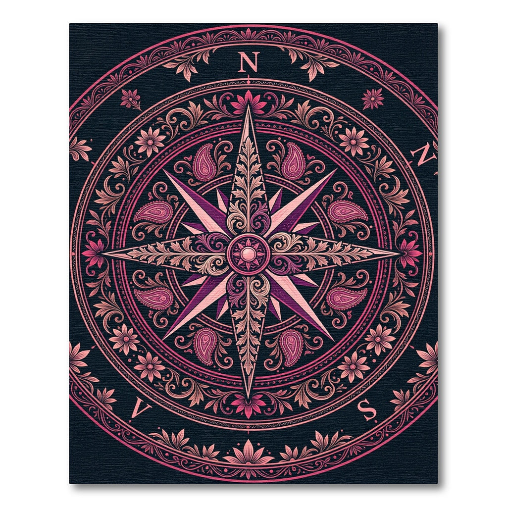 Pink Paisley Compass Rose Medallion Rug