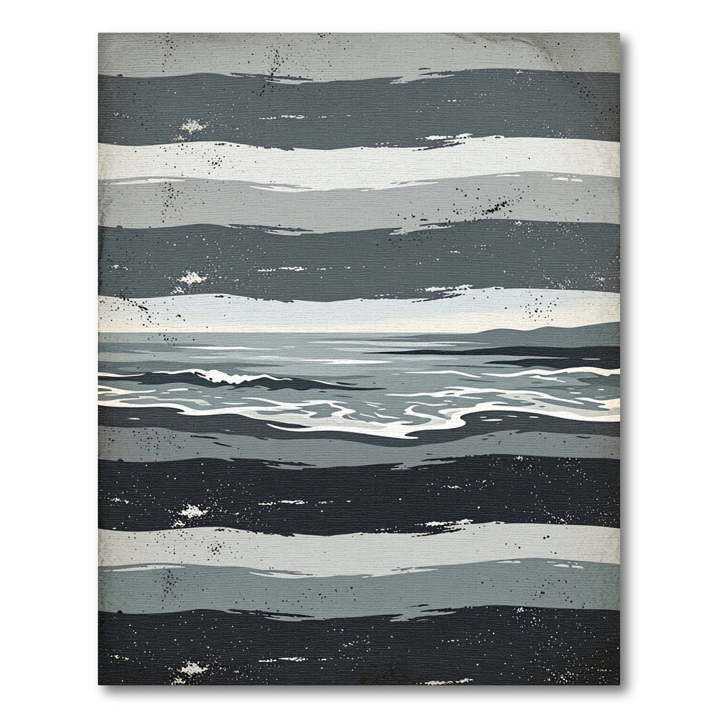 Monochromatic Horizontal Stripe Ocean Rug