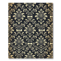 Gothic Bone Damask Gold Black Art Rug