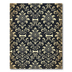 Gothic Bone Damask Gold Black Art Rug