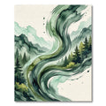 Abstract Forest Swirl Watercolor Landscape Rug