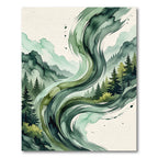 Abstract Forest Swirl Watercolor Landscape Rug