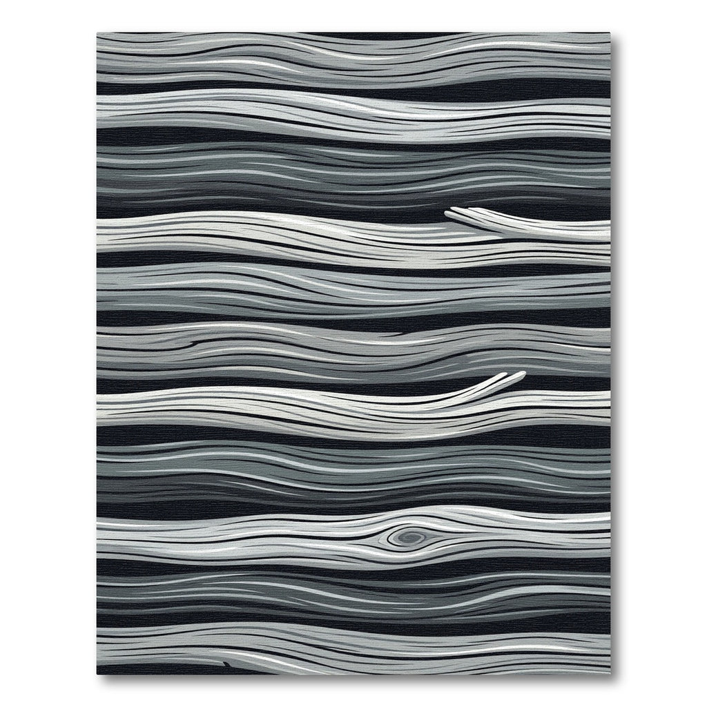 Monochrome Gray Wavy Grain Wood Texture Rug