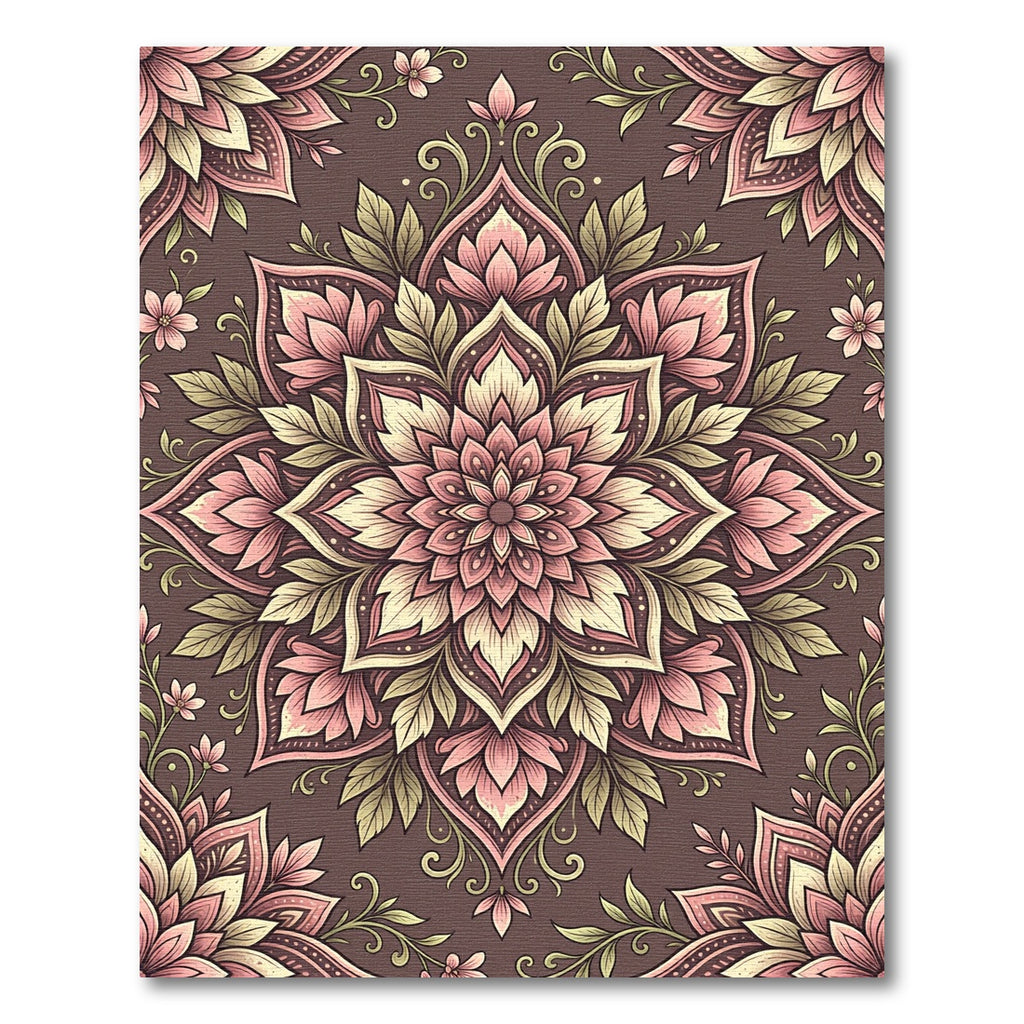 Vintage Pink Floral Mandala Rug