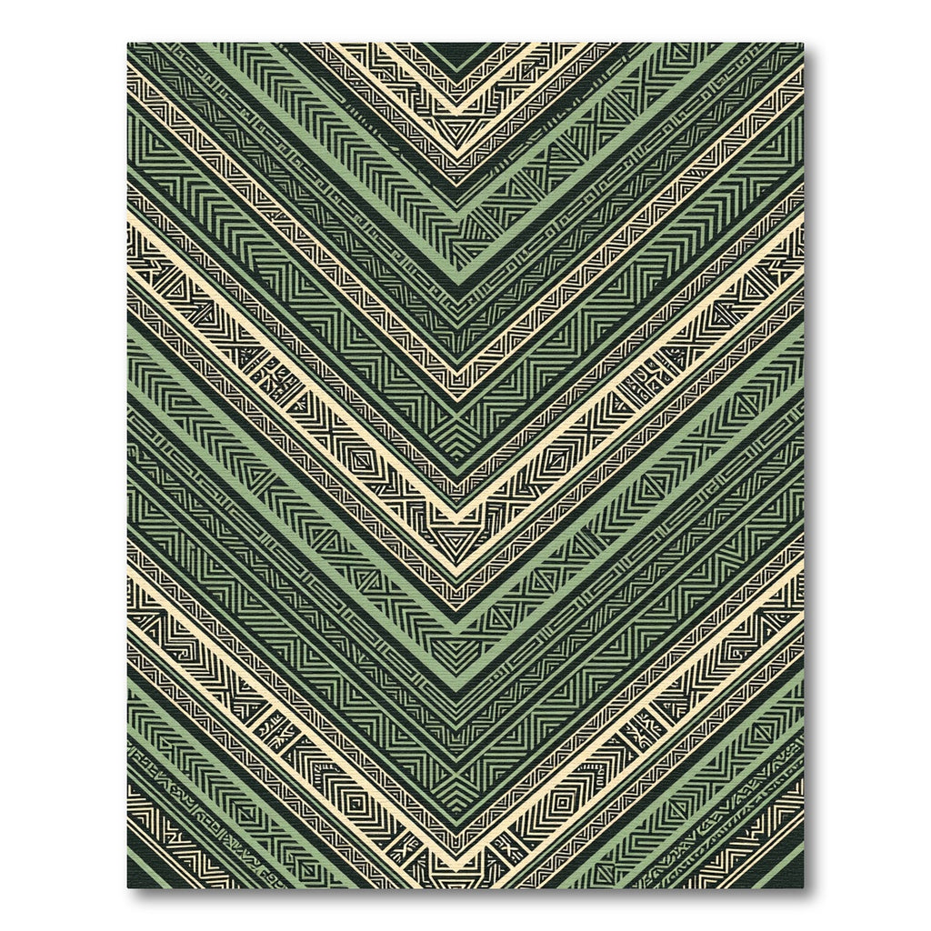 Sage Green Geometric Chevron Aztec Art Rug