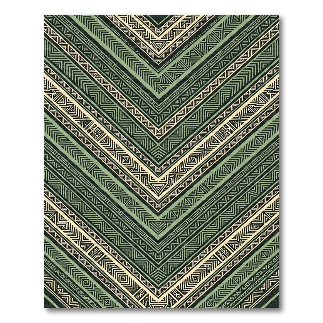 Sage Green Geometric Chevron Aztec Art Rug