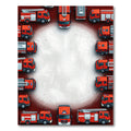 Vibrant Red Fire Truck Circular Border Rug